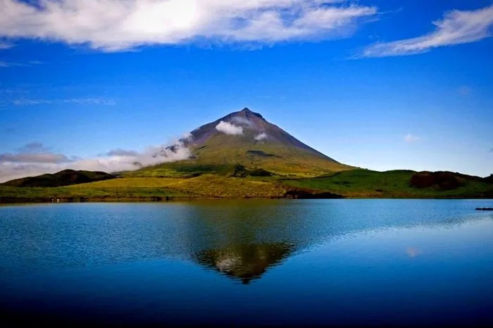 Mount Pico reflected in lake — three islands tour São Miguel Pico Faial Azores